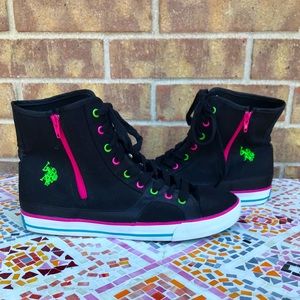 U.S. Polo Assn. unisex canvas high-top sneakers with zipper, women’s 9, men’s 7